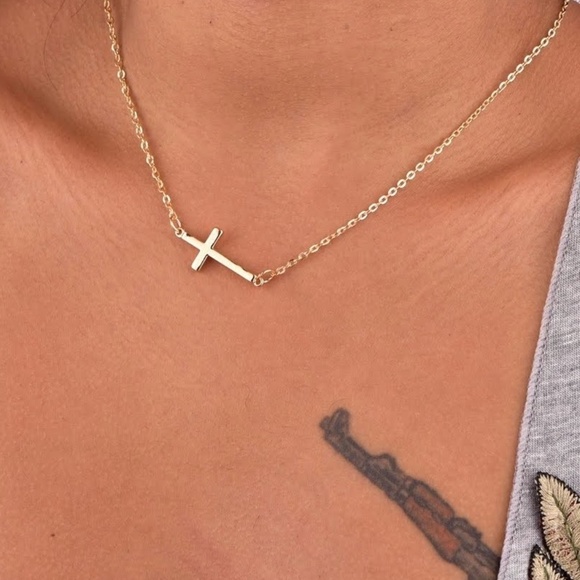 5 for $25 Gold Toned Cross Necklace - Picture 2 of 5